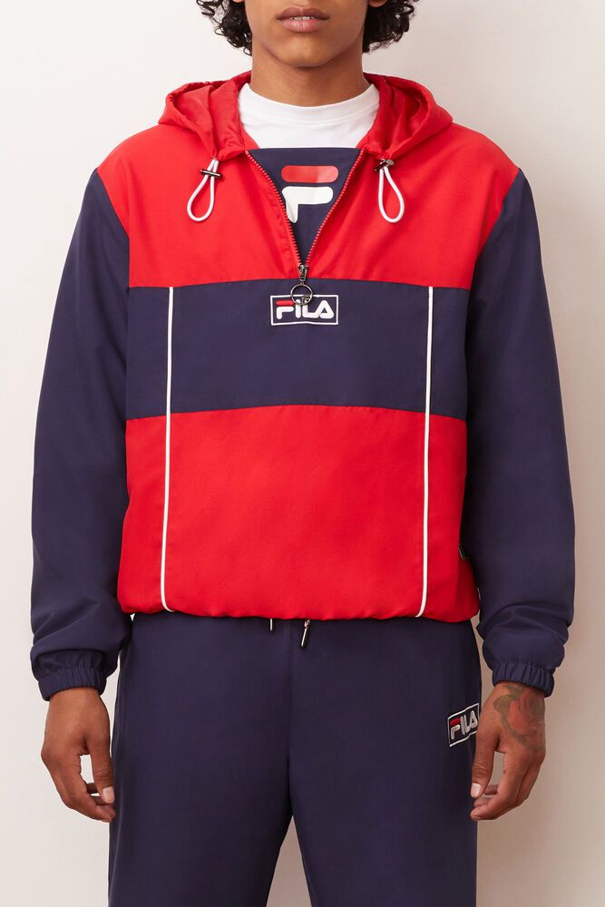 Jachete Fila Barbati Bleumarin/Rosii Europa 1/2 Zip Wind YRSJ-56892